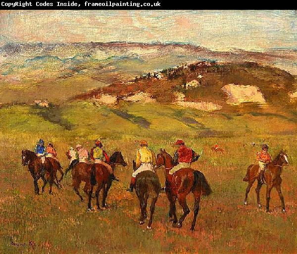 Edgar Degas Jockeys on Horseback before Distant Hills